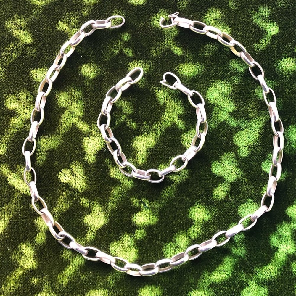 Vintage European Silver necklace and bracelet.